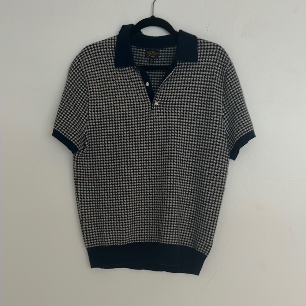Men's Cashmere Navy and White Polo Shirt